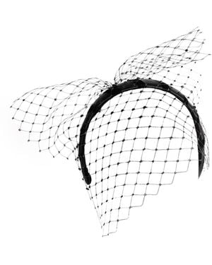 Victoria Charles Headpieces Veiling Headpiece On Thick Satin Headband - Metallic