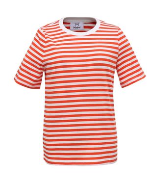 Smart and Joy Stripes Cotton T-Shirt - Red