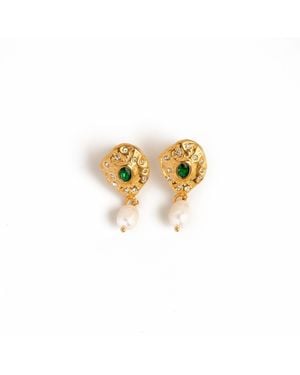 Superdivajewellery Stephanie Pearl Drop Earrings - Metallic