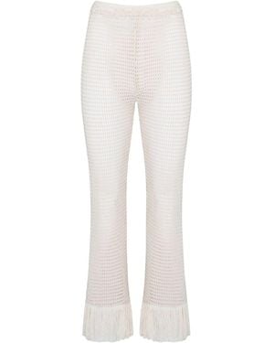 STATE OF GEORGIA Neutrals The Erika Knitted Pull On Trousers Soft Latte Cream - White