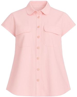 Conquista Light Short-Sleeve Button-Up Blouse - Pink