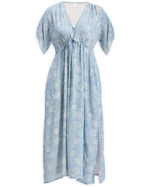 REISTOR Maxi Gathered Dress - Blue
