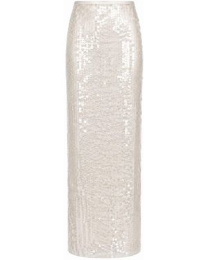 Gushka Ivory Sequined Maxi Skirt - White
