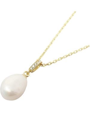 Harfi Dainty Peal Pendant Plated Necklace - Metallic