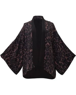 Artemis Muse Leopard Print & Reversible Kimono - Black