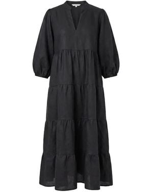 Adrift Clothing Sabre Linen V-Neck Dress - Black