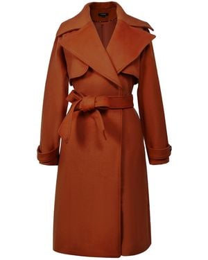 Smart and Joy Shoulder Flaps Woollen Coat - Brown