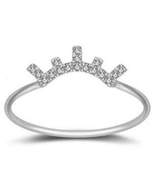 Genevieve Collection 18K Eyelash Shape Diamond Ring - White