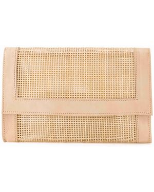 OhSun Neutrals Blake Mesh Rattan & Leather Clutch - Natural