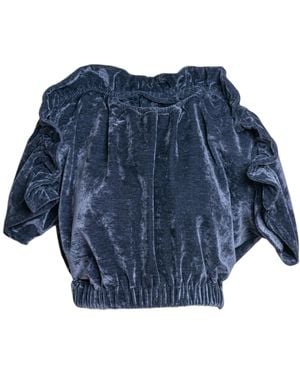 ARTISTA Poppy Velvet Cropped Top - Blue