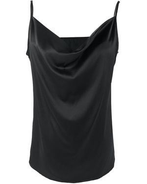Soft Strokes Silk Pure Mulberry Silk Cowl Neck Camisole, Spaghetti Strap - Black