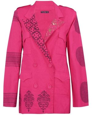 Nesavaali Relaxed Fit Printed Blazer - Pink