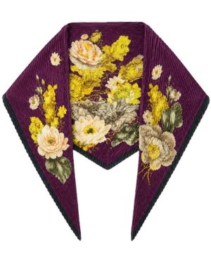 Saachi Botanical Pleated Scarf - Purple