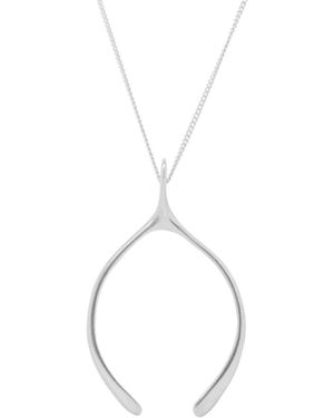 Katie Mullally Large Sterling Wishbone Necklace - Metallic