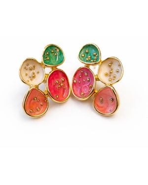Nuvv Collection Clover Statement Earrings - Red