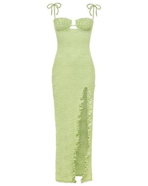 Montce Avo Floral Petal Long Slip Dress - Green