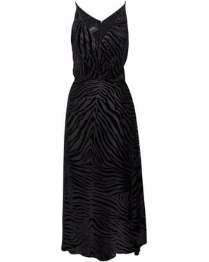 SVETA Milano Ann Long Devorè-Velvet Dress - Black