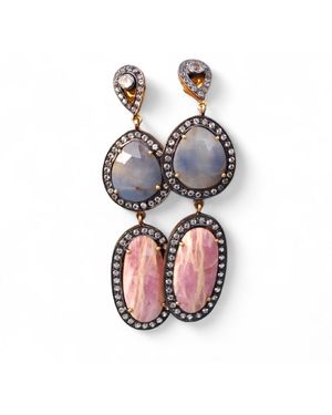 Sibylla Delphica Sapphire Pave Stud Earings - Pink