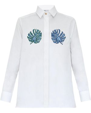 My Pair Of Jeans Tropical Embroidered Shirt - Blue