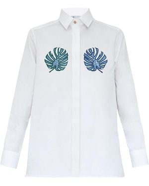 My Pair Of Jeans Tropical Embroidered Shirt - Blue