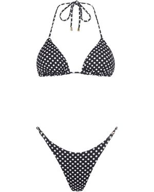 Acuarela Brand Polka Dot Triangle Bikini Set - Metallic