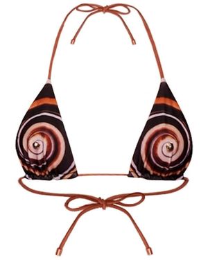 Animal Escargot Bikini Top - Red
