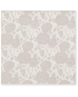 Gresham Blake Neutrals Ivory Rose Pocket Square - White