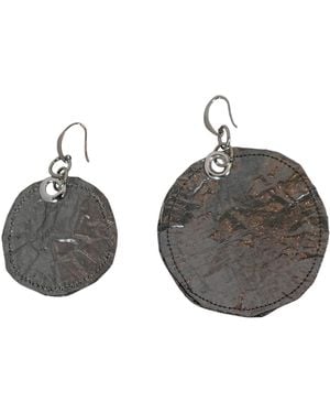 Romer Millinery Metallic Silk Coin Earings Assymentrical Steel