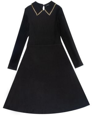 Roch Perel Chain Collar Dress - Black