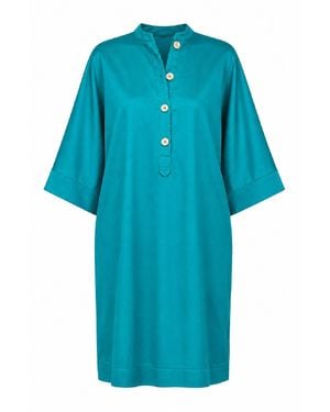 Conquista Effortless Button Tunic Dress - Blue