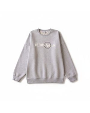 Mimhi Maison Pilates Club Oversized Sweatshirt – Melange Crewneck - Gray
