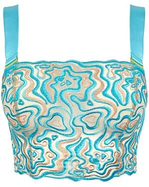 Somewhere Never Give Me A Swirl Bandeau Bralette - Blue