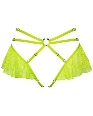MONIQUE MORIN LINGERIE Hologram Skirted Harness Acid - Yellow