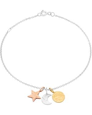 Posh Totty Designs Textured Mixed Gold Sun Moon & Star Bracelet - Metallic