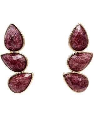 Farra Strawberry Quartz Statement Stud Earrings - Red