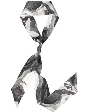 Lost Pattern Himalaya Silk Neck Bow Scarf - Metallic
