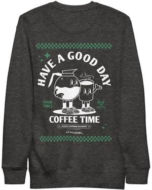 Anchor and Crew Heather Gustatory Have A Good Day Cotton Blend Embroidered Sweatshirt - Grey