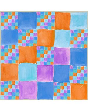 Maraethra Ascending Grid Cotton Square Scarf - Blue
