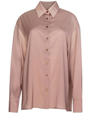 Circular Path Long Sleeve Oversized Shirt - Pink