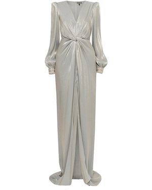 Nissa Twist-Detail Chiffon Maxi Dress - Gray