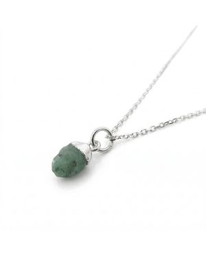 Sophelia Raw Emerald Sterling May Birthstone Necklace - White