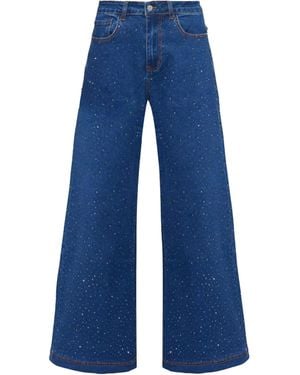 Amy Lynn Demi Diamante Flare Jeans - Blue