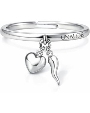 Unaloe Adjustable Sterling Heart & Italian Horn Ring – Lucky Charm Protection Ring For - White