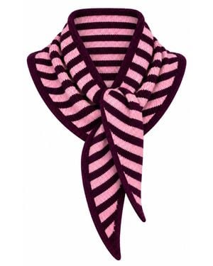 Luella Fashion Cashmere Blend Striped Scarf Plum - Purple