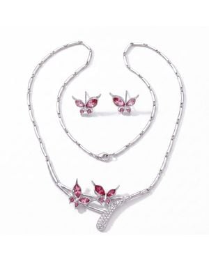 Modenaire Butterfly Necklace And Earrings Jewellery Set - Metallic