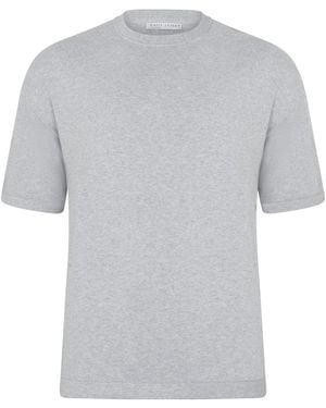 Paul James Knitwear Lightweight Cotton Fenn Oversized Knitted T-Shirt - Grey
