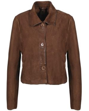Freaky Nation Goat Suede Vintage Leather Jacket Cozy - Brown