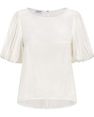 Femponiq Puff Sleeve Cupro Blouse - White