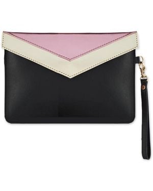 VIDA VIDA Chevron Leather Clutch Bag - Black