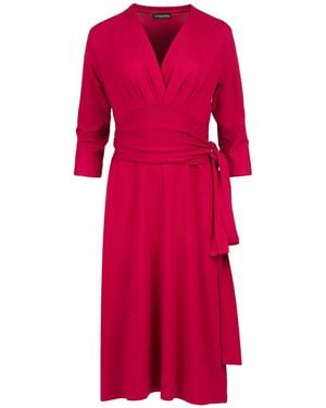 Conquista Bordeaux V-Neck Wrap Dress – Soft Viscose Jersey - Red